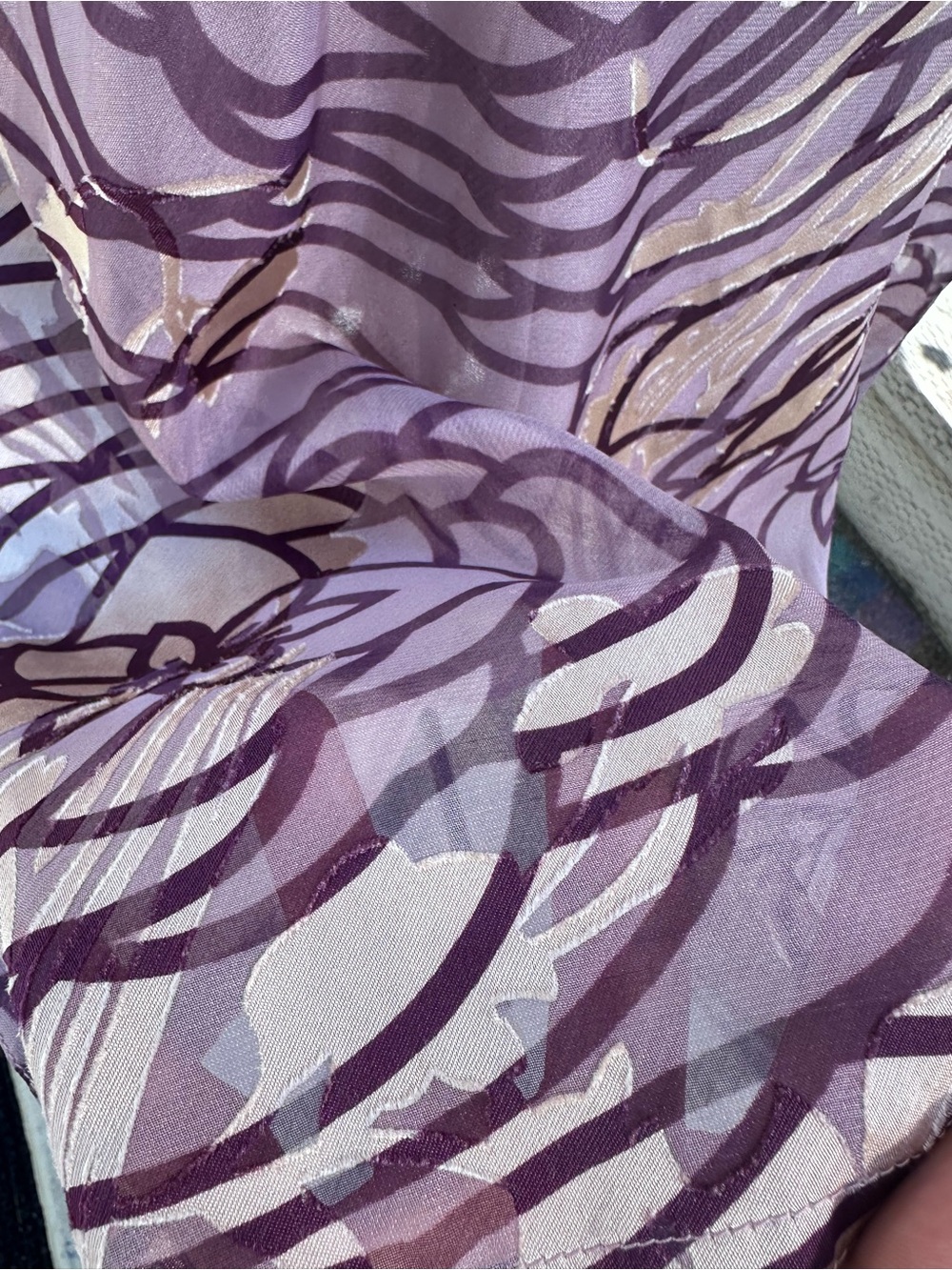 Vintage Floral Silk Long-Sleeve Dress in Mauve - Picture 10 of 11